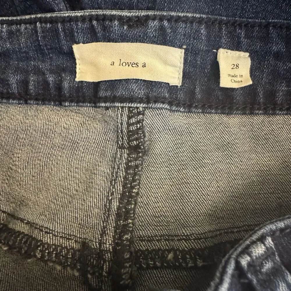 A Loves A Womens High Rise Jeans Size 28 Raw Hem Relaxed Fit Boho Grunge Casual - Picture 6 of 7